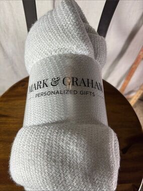Mark & Graham Cream Knit Throw Blanket